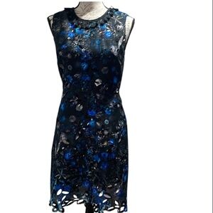Elle Tahari‎ Elegant Blue and Black Floral Dress